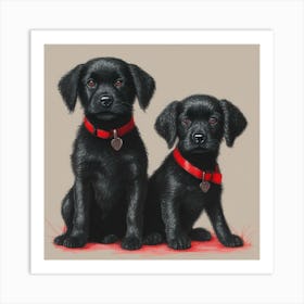 Black Labrador Puppies 1 Art Print