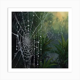 Spider Web In The Rain Art Print