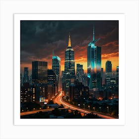 New York City Skyline At Dusk Art Print