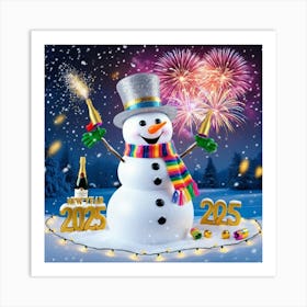 Leonardo Phoenix 09 A Jovial Snowman Adorned With A Glittering 3 Art Print