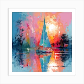 Sailboat At Sunset 14 Art Print