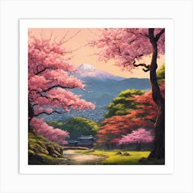 Japanese Sakura In Mountain 16 Art Print