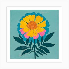 Marigold 2 Square Flower Illustration Art Print
