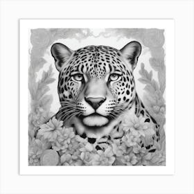 Leopard In Flowers Art Print