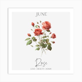 Rose June Birthday Art Print