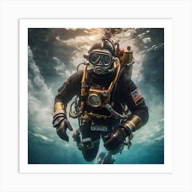 Diver With Victorian Gear Art Print