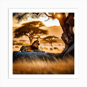 Lion In The Savannah 35 Art Print