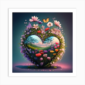 Heart Of Flowers Art Print