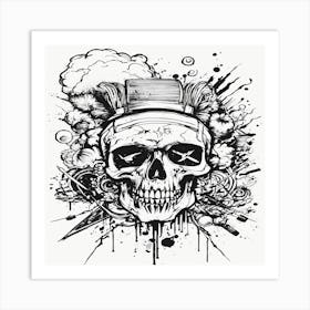 Skull With Smoke Art Print