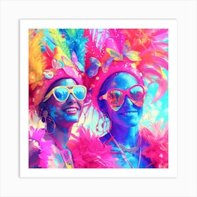 Colorful Women At A Carnival Art Print