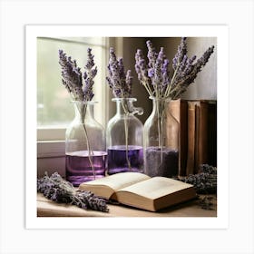 Lavender Flowers On A Table paintings art print Art Print