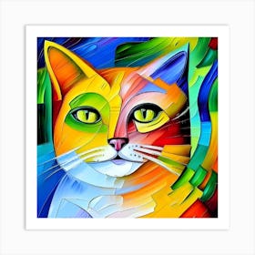 Colorful Cat Painting Art Print