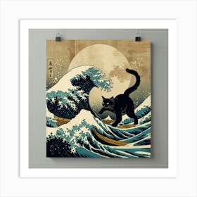 Default The Great Wave Off Kanagawa Inspired Cat Bathroom Art 1 1 Art Print