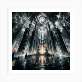 Cathedral In The Night Art Print