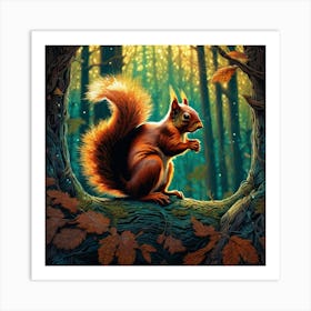 Squirrel In The Forest 163 Art Print