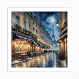 Parisian Café Culture Café Bistro Scenery Art Print