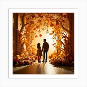 Autumn Themed Generative Light Decor Captures The Essence Of Thanksgiving Manipulations Of Holiday (6) Art Print