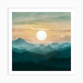 Sunset In The Mountains 17 Art Print