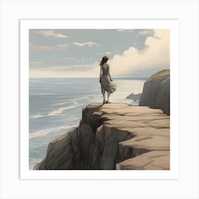 Girl On The Cliff Art Print