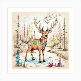 Deer In The Forest 31 Art Print