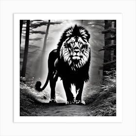 Lion In The Forest 12 Art Print