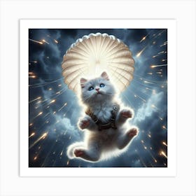 Parachute Cat Art Print