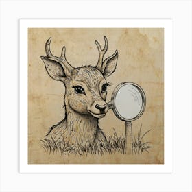 Deer With Magnifying Glass 2 Art Print