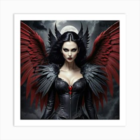 Gothic Woman With Wings Art Print