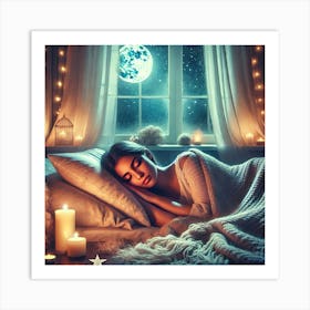 Dreaming Woman In Bed Art Print