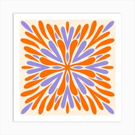 Symmetry Petals - purple and orange Art Print