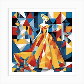 Fantasy Woman Cubism Style Art Print