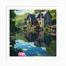 House By The Pond Art Print