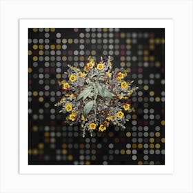 Vintage Commelina Zanonia Flower Wreath on Dot Bokeh Pattern n.0150 Art Print