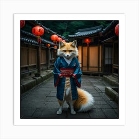 Fox In A Kimono Art Print