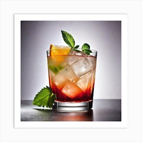 Cocktail With Mint Leaves Art Print