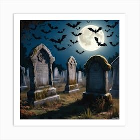 Graveyard At Night 2 Art Print