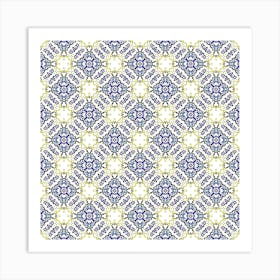 Blue And White Floral Pattern Art Print