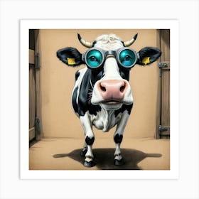 Cow With Goggles 1 Art Print