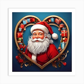 Santa Claus In Heart Art Print