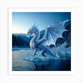 Firefly Dragon, Ice, Translucent, Wings, Snowflake, Patterns, Breathing, Icy, Winds, Frozen, Lake, M (10) Art Print