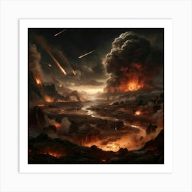 A Dramatic Scene Depicting The Great Cataclysm On Mars Art Print