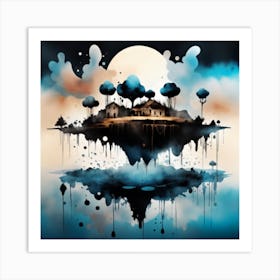 Dreamlike Landscape Filled With Floating Islands Art Print