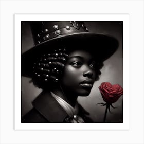 Black Woman With A Rose Art Print