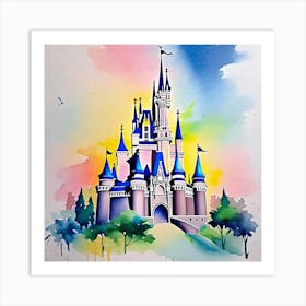Watercolor Of Cinderella Castle Art Print