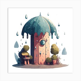 Rainy Day House 1 Art Print