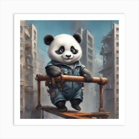 Panda Construction Worker Art Print