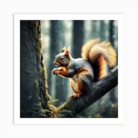 Squirrel In The Forest 56 Art Print