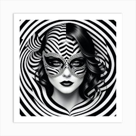 Black And White Zebra Mask Art Print