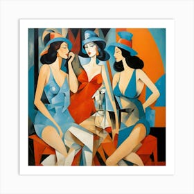 Three Ladies In Hats Art Print