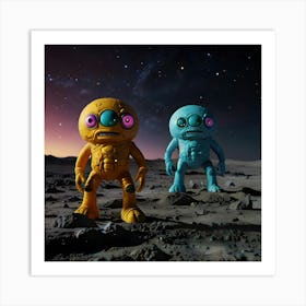 Colorful Alien Creatures On The Moon 1 Art Print